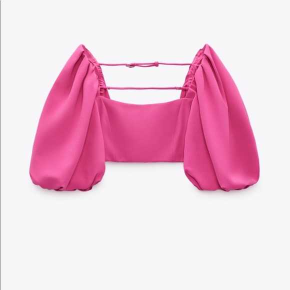 Zara Tops - Zara Brand New Hot Pink Crop Balloon Top